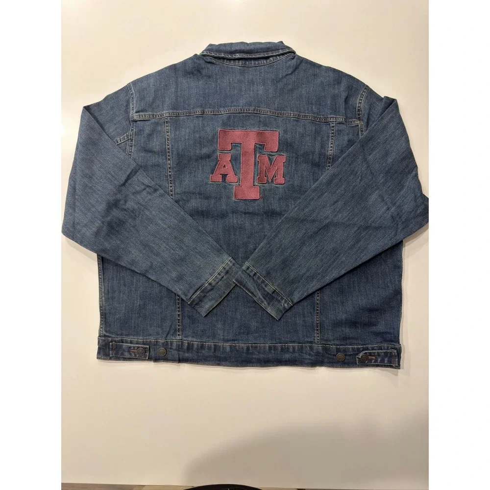 Wrangler Retro Texas A&M Embroidered Denim Jacket Mens XXL Blue WRUJ11180